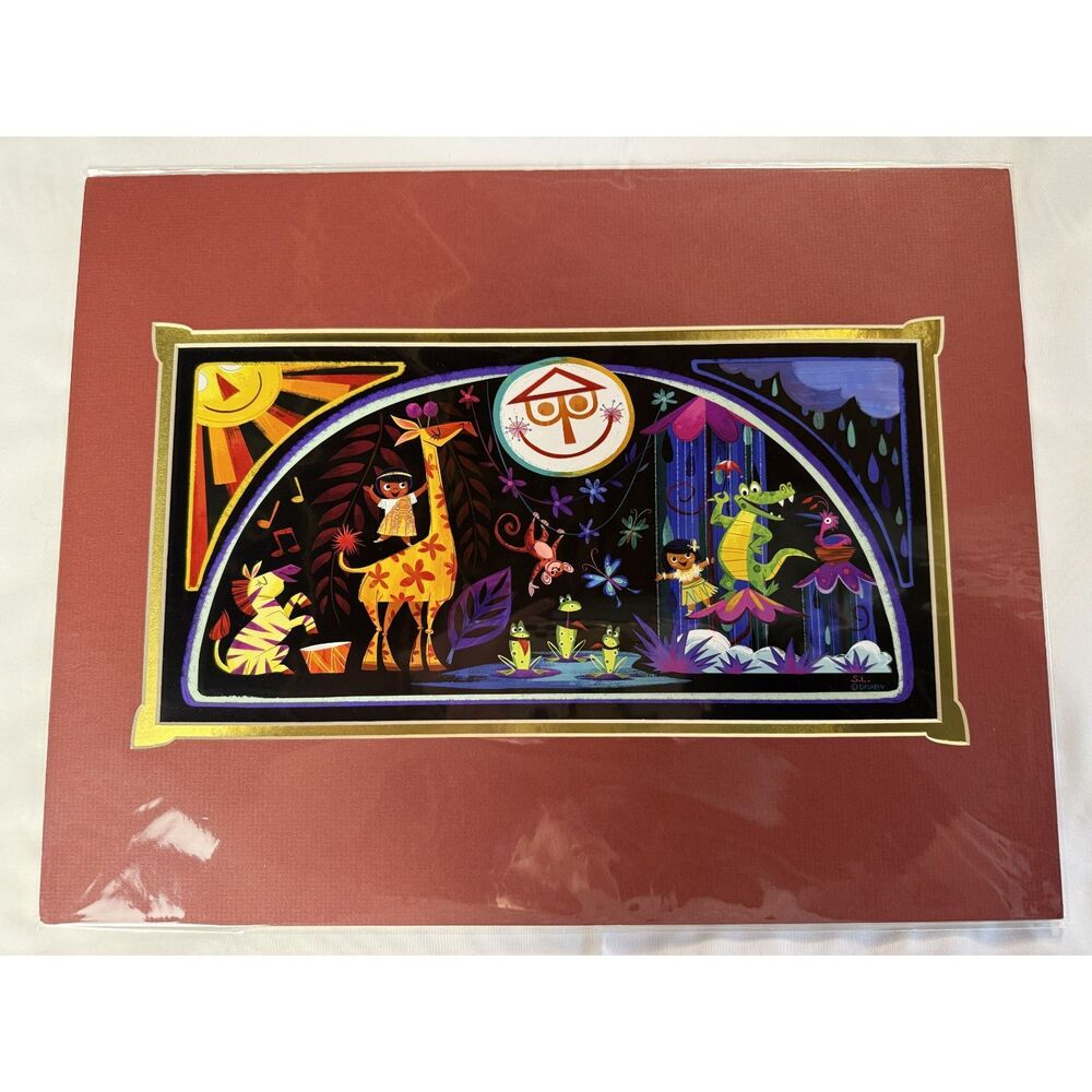 NEW Disney Parks Rain or Shine Stephanie Laberis Small World Art Print 14x18